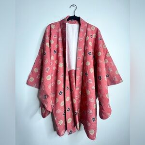 Vintage Silk Haori Patterned Kimono Jacket One Size XS-XL